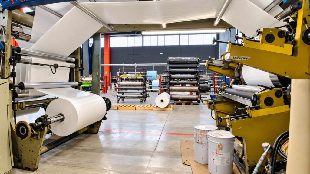 Bobina di carta montata sulla linea di stampa RedsPaper